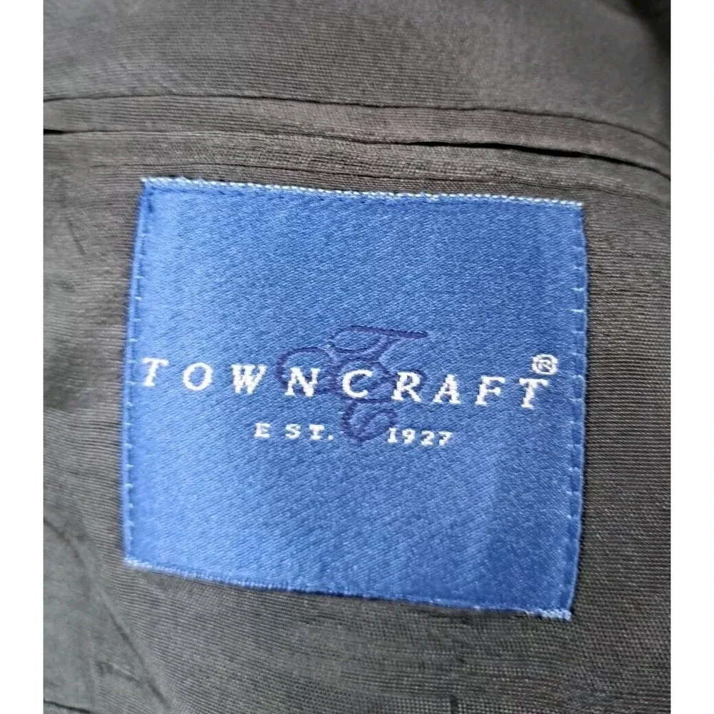 Towncraft Blazer Men's 44R Gray Herringbone Tweed Polyester Wool Silk Blend Coat